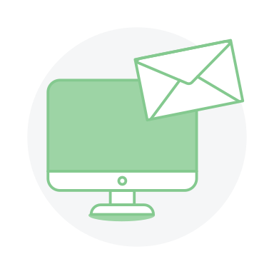 Monitor with an envelope on it