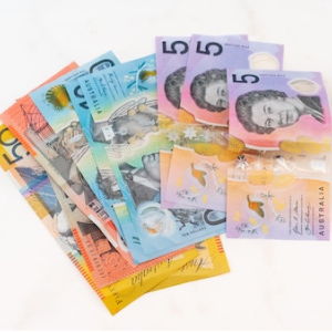 A collection of Australian bank notes. 
