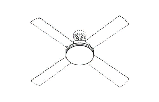 Drawing of a ceiling fan highlighting the SoND